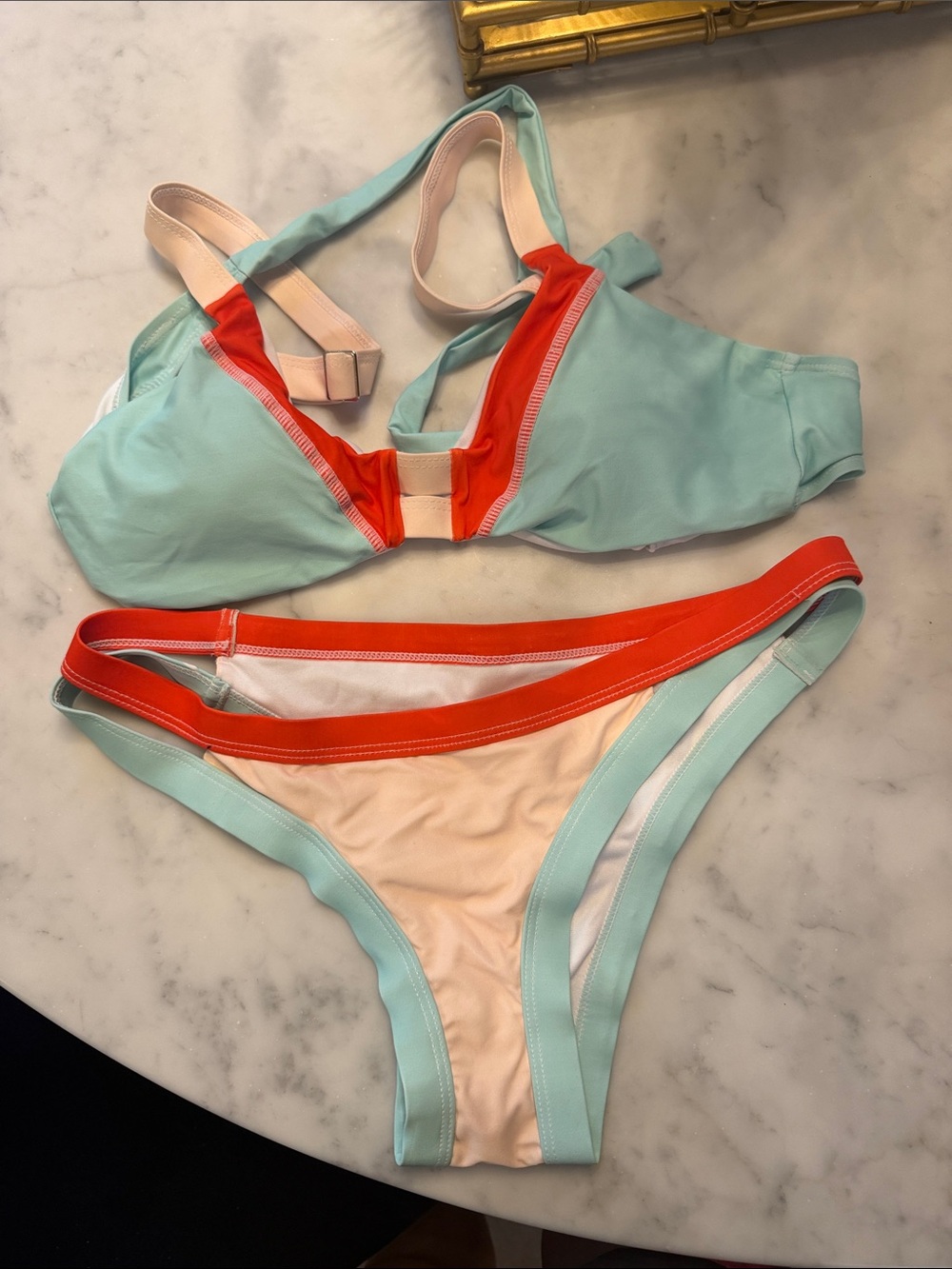 Target Colorblock Swim Set in Mint, Coral & Cream